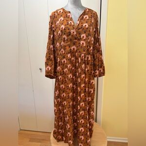 Floral Print Women's Dress in Orange and Pink by Toast size 18